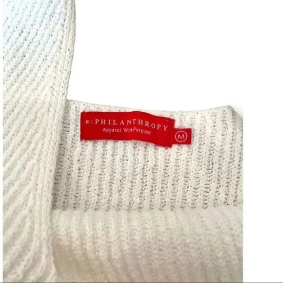 NWOT WOMENS PHILANTHROPY “MAY” WHITE CUTOUT KNIT TANK SIZE MEDIUM - Picture 8 of 8